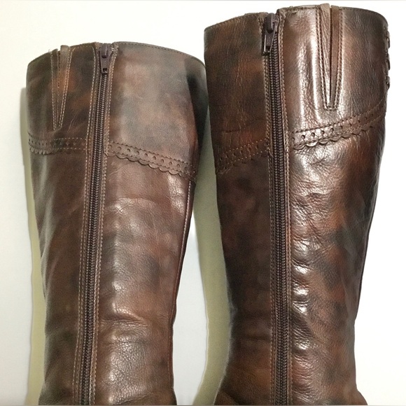 La CANADIENNE Tahra brown mottled leather knee high boots - Picture 4 of 16